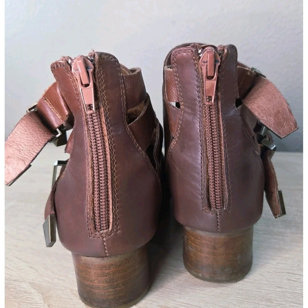 Jeffrey Campbell Everly Ibiza Leather Cutout Ankle Boots Womens‎ 6.5 Brown Boho